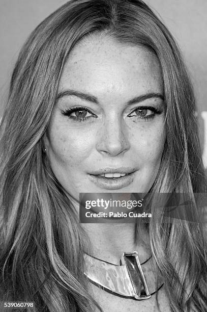 Actress Lindsay Lohan attends 'Uno de 50' 20th anniversary at Saldana Palace on June 9, 2016 in Madrid, Spain.