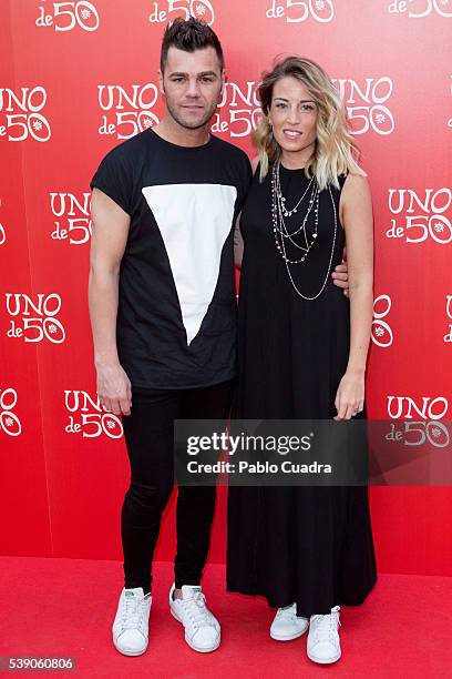 Fonsi Nieto and Marta Castro attend 'Uno de 50' 20th anniversary at Saldana Palace on June 9, 2016 in Madrid, Spain.