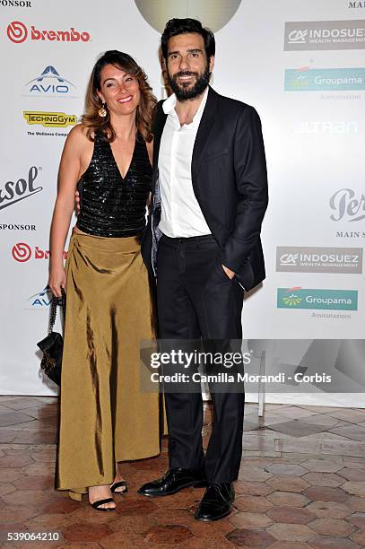 Laura Marafioti and Edoardo Leo attend the Globi D'Oro 2016 Awards Ceremony on June 9, 2016 in Rome, Italy.