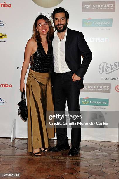 Laura Marafioti and Edoardo Leo attend the Globi D'Oro 2016 Awards Ceremony on June 9, 2016 in Rome, Italy.