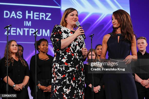 Katharina Fegebank and Sabrina Staubitz attend the 'Das Herz im Zentrum' Charity Gala on June 9, 2016 in Hamburg, Germany.