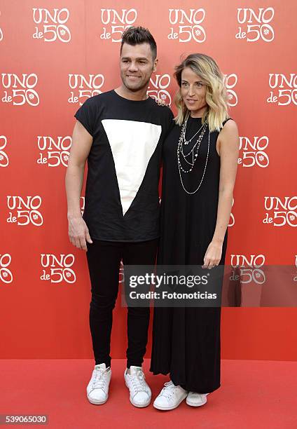 Fonsi Nieto and Marta Castro attend 'Uno de 50' 20th anniversary party at Palacio de Saldana on June 9, 2016 in Madrid, Spain.