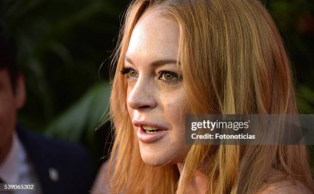 Lindsay Lohan attends 'Uno de 50' 20th anniversary party at Palacio de Saldana on June 9, 2016 in Madrid, Spain.