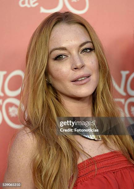 Lindsay Lohan attends 'Uno de 50' 20th anniversary party at Palacio de Saldana on June 9, 2016 in Madrid, Spain.