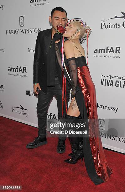 Designer Nicola Formichetti and Model Brooke Candy attends the 7th Annual amfAR Inspiration Gala at Skylight at Moynihan Station on June 9, 2016 in...