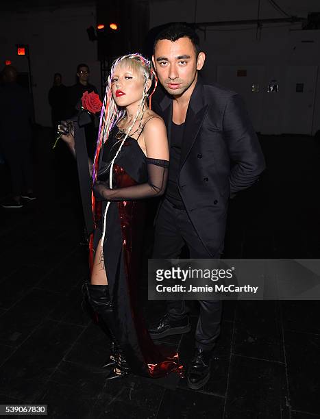 Model Brooke Candy and designer Nicola Formichetti attend the 7th Annual amfAR Inspiration Gala at Skylight at Moynihan Station on June 9, 2016 in...