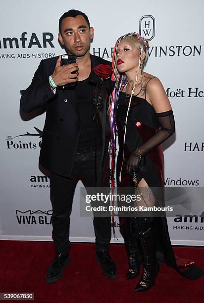 Designer Nicola Formichetti and Model Brooke Candy attends the 7th Annual amfAR Inspiration Gala at Skylight at Moynihan Station on June 9, 2016 in...