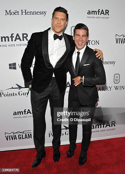 Real Estate Brokers Fredrik Eklund and Luis D. Ortiz attend the 7th Annual amfAR Inspiration Gala at Skylight at Moynihan Station on June 9, 2016 in...