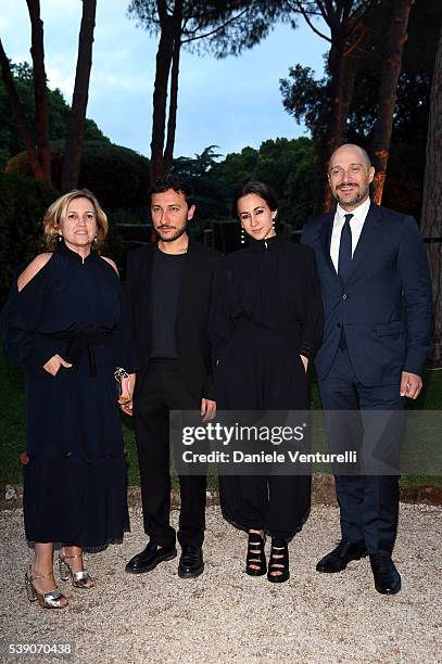 Silvia Venturini Fendi, Delfina Delettrez Fendi and Claudio Santamaria attend McKim Medal Gala In Rome at Villa Aurelia on June 9, 2016 in Rome,...