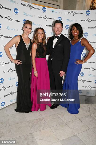 Jessica Taylor, Michelle Heaton, Tony Lundon and Kelli Young attend the KP24 Foundation Charity Gala Dinner at The Waldorf Hilton Hotel on June 9,...