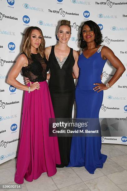 Michelle Heaton, Jessica Taylor and Kelli Young attend the KP24 Foundation Charity Gala Dinner at The Waldorf Hilton Hotel on June 9, 2016 in London,...