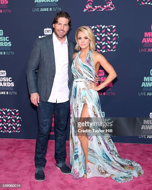 Nashville Predators forward Mike Fisher and Carrie Underwood attend the 2016 CMT Music awards at the Bridgestone Arena on June 8, 2016 in Nashville,...
