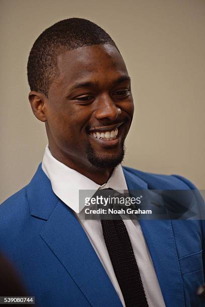 Harrison Barnes of the Golden State Warriors before facing the Cleveland Cavaliers for Game Two of the 2016 NBA Finals on June 5, 2016 at ORACLE...