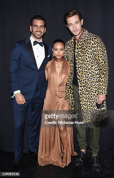 Models Nyle DiMarco, Karrueche Tran and Francisco Lachowski attends the 7th Annual amfAR Inspiration Gala at Skylight at Moynihan Station on June 9,...