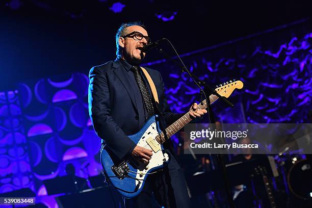 Elvis Costello performs onstage during the Songwriters Hall Of Fame 47th Annual Induction And Awards at Marriott Marquis Hotel on June 9, 2016 in New...