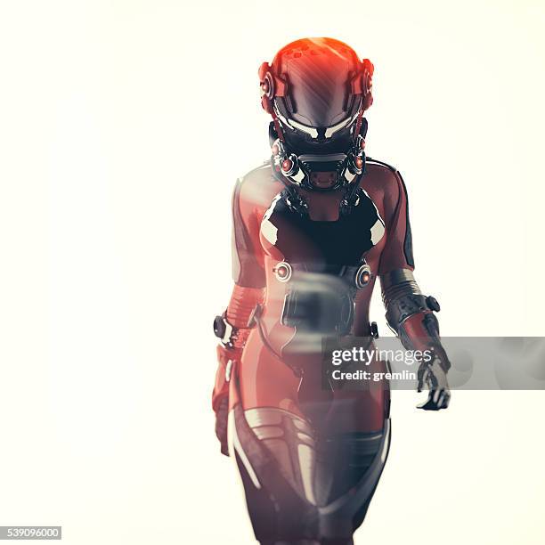 futuristic spacesuit, astronaut, cyborg - character stock pictures, royalty-free photos & images