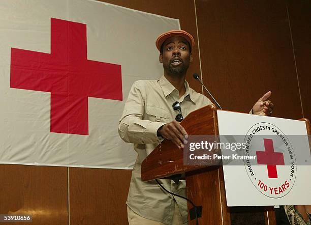 Actor Chris Rock attends a BETand National Urban League press conference for hurricane Katrina benefit on September 1, 2005 in New York City.