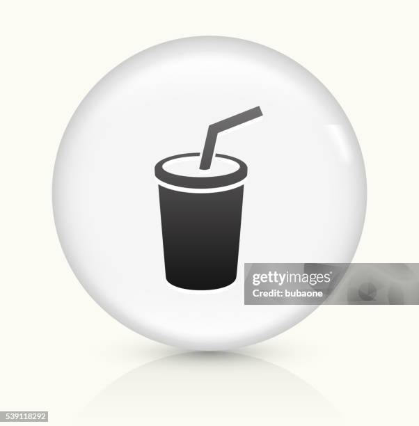 soda icon on white round vector button - iced coffee white background stock illustrations