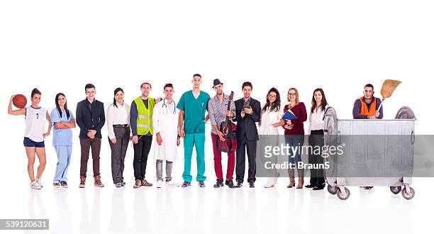 group of smiling people with different occupations. - various occupations stock pictures, royalty-free photos & images