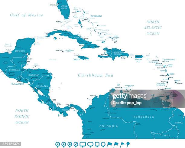 map of central america - navigation icons - jamaica v grenada stock illustrations