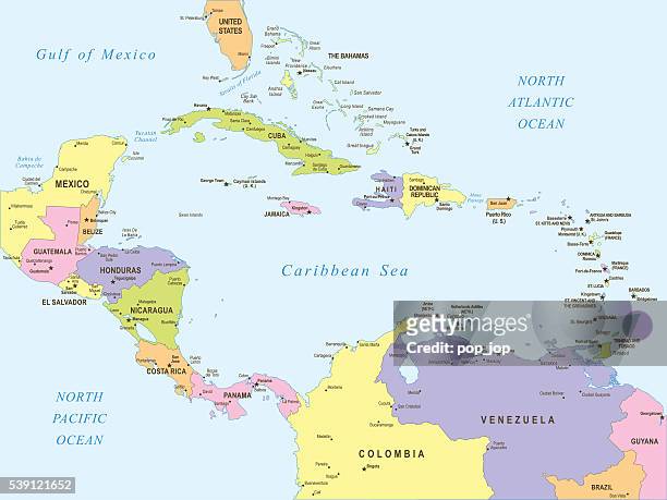 stockillustraties, clipart, cartoons en iconen met map of central america - illustration - dominica