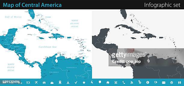 map of central america - infographic set - central america stock illustrations