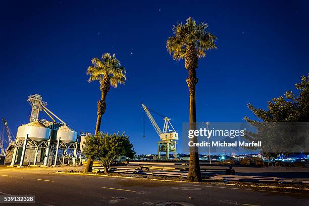 palms and crane - vallejo stock pictures, royalty-free photos & images