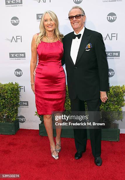 Margaret DeVogelaere and actor Peter Fonda arrives at the American Film Institutes 44th Life Achievement Award Gala Tribute to John Williams at...