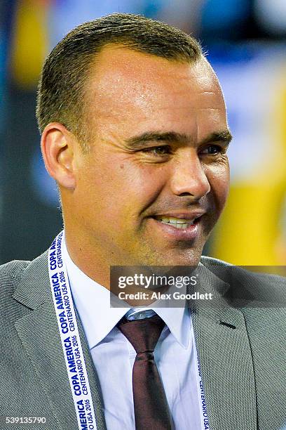 Head coach of Venezuela Rafael Dudamel smiles after a group C match between Uruguay and Venezuela at Lincoln Financial Field as part of Copa America...