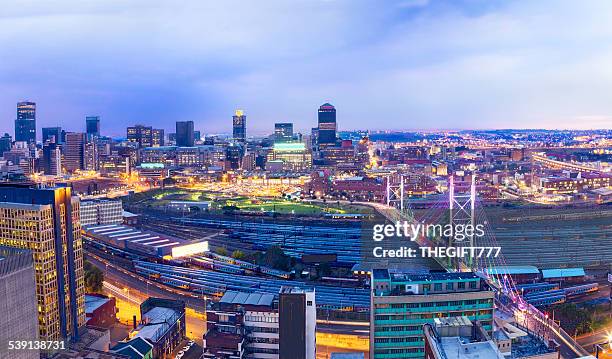 nelson mandela bridge in the evening with johannesburg - johannesburg 個照片及圖片檔