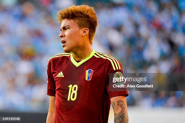 Adalberto Penaranda of Venezuela reacts during a group C match between Uruguay and Venezuela at Lincoln Financial Field as part of Copa America...