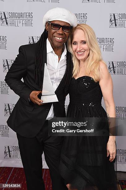 Nile Rodgers and April Anderson attend Songwriters Hall Of Fame 47th Annual Induction And Awards at Marriott Marquis Hotel on June 9, 2016 in New...