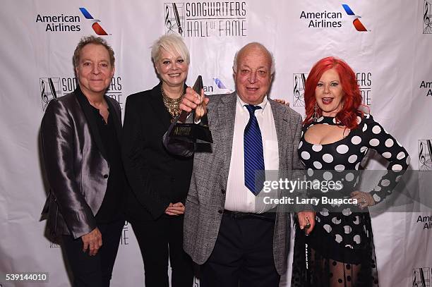 Fred Schneider, Cindy Wilson, Seymour Stein and Kate Pierson attend Songwriters Hall Of Fame 47th Annual Induction And Awards at Marriott Marquis...