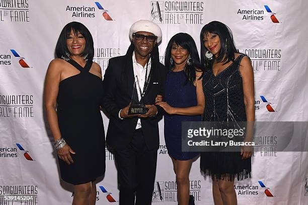 Musicians Kim Sledge, Nile Rodgers, Joni Sledge, and Debbie Sledge attend Songwriters Hall Of Fame 47th Annual Induction And Awards at Marriott...