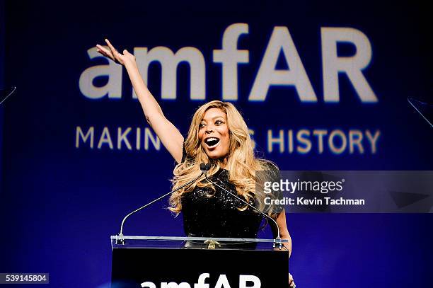 Wendy Williams speaks on stage during the 7th Annual amfAR Inspiration Gala at Skylight at Moynihan Station on June 9, 2016 in New York City.
