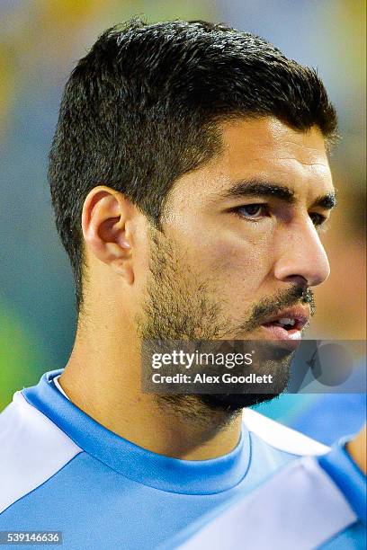 Luis Suarez of Uruguay looks on after a group C match between Uruguay and Venezuela at Lincoln Financial Field as part of Copa America Centenario US...