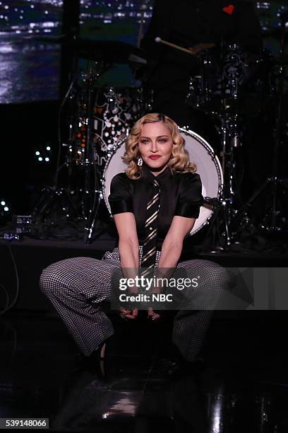 Episode 0485 -- Pictured: Musical guest Madonna performs with The Roots on June 9, 2016 --