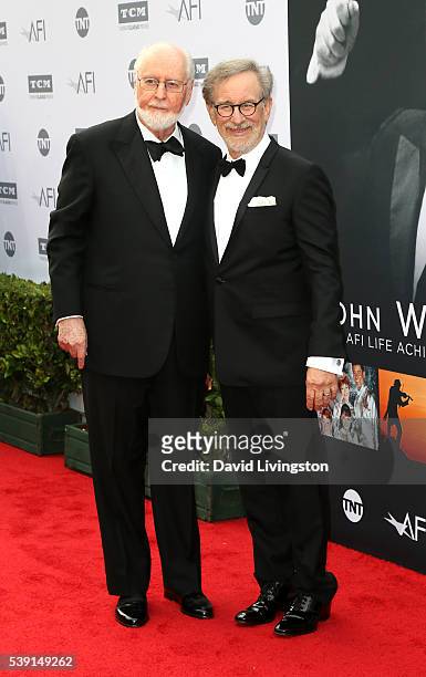 Composer John Williams and director Steven Spielberg attend American Film Institute's 44th Life Achievement Award Gala Tribute to John Williams at...