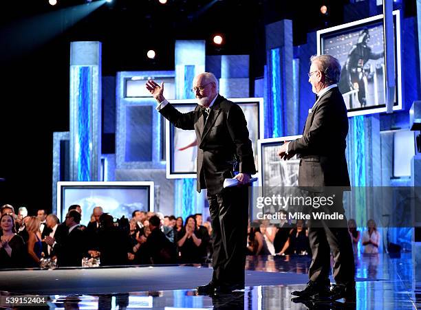 Life Achievement Award recepient John Williams and director Steven Spielberg onstage during American Film Institutes 44th Life Achievement Award...