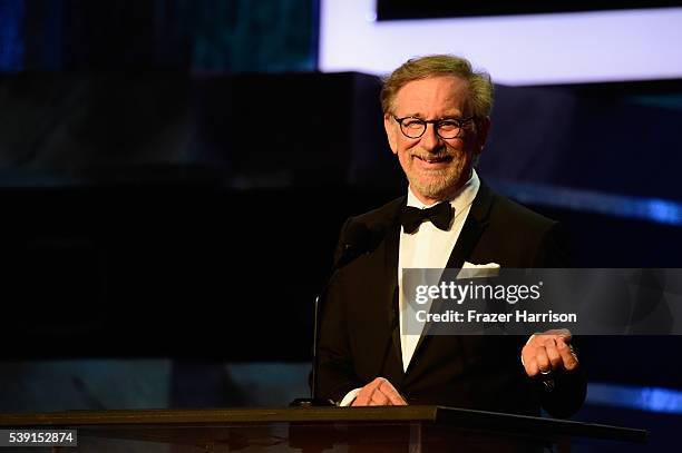Director Steven Spielberg onstage during American Film Institutes 44th Life Achievement Award Gala Tribute show to John Williams at Dolby Theatre on...
