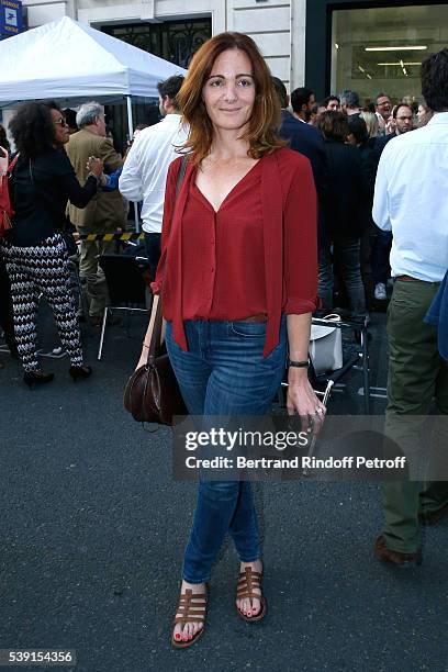 Emilie Freche attends the "55 Politiques", Exhibition of Stephanie Murat's Pictures - Opening Party at Galerie Dupin on June 9, 2016 in Paris, France.