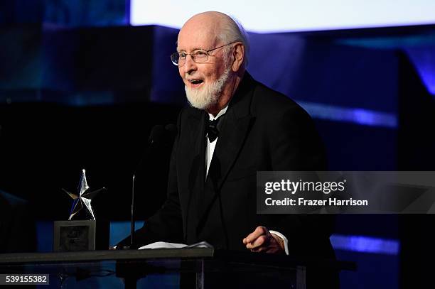 Achievement Award recipient John Williams speaks onstage during American Film Institutes 44th Life Achievement Award Gala Tribute show to John...