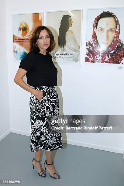 Actress Aure Atika attends the "55 Politiques", Exhibition of Stephanie Murat's Pictures - Opening Party at Galerie Dupin on June 9, 2016 in Paris,...