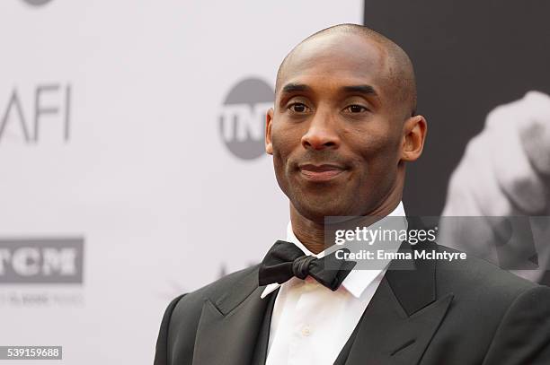 Player Kobe Bryant arrives at the 2016 American Film Institute Life Achievement Awards Honoring John Williams at Dolby Theatre on June 9, 2016 in...