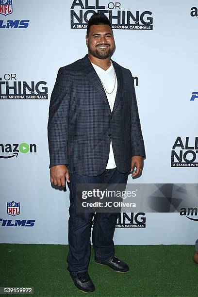 Professional National Football League player Mike Iupati of the Arizona Cardinals attends the premiere of Amazon Video's 'All Or Nothing: A Season...