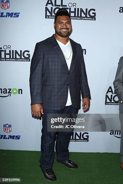 Professional National Football League player Mike Iupati of the Arizona Cardinals attends the premiere of Amazon Video's 'All Or Nothing: A Season...