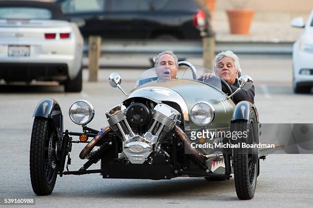 Comedian Jay Leno and CNBC Chairman Marc Hoffman attends the premiere of CNBC's "Jay Leno's Garage" Season 2 at the Universal Studios Backlot on June...