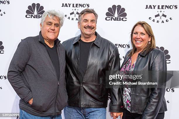 Comedian/Host Jay Leno and LAPD Chief Charlie Beck and wife Cindy Beck appears at the Premiere Of CNBC's "Jay Leno's Garage" Season 2 - Arrivals at...