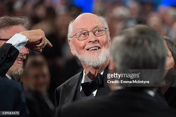 Honoree John Williams and director Steven Spielberg attend the 2016 American Film Institute Life Achievement Awards Honoring John Williams at Dolby...