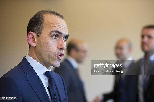 Harris Georgiades, Cyprus' finance minister, speaks during a Bloomberg Television interview at the Brussels Economic Forum in Brussels, Belgium, on...